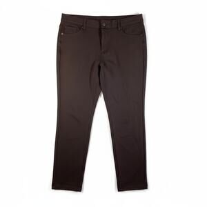 Chicos Womens So Slimming Pants Brown Medium Short Minimalist Classic Corp Core